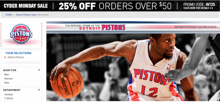 NBA Shop Detroit Pistons Cyber Monday deals